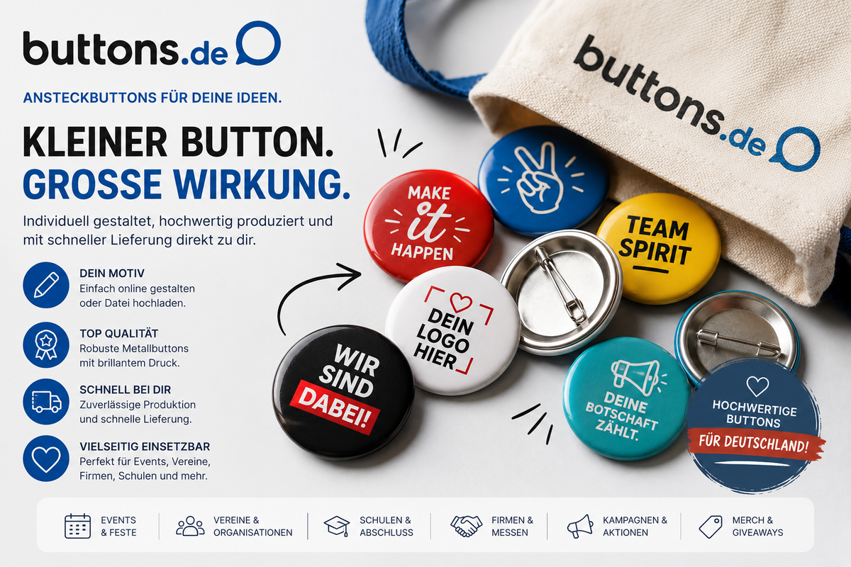 Buttons Deutschland: Sichtbar werben, einfach planen