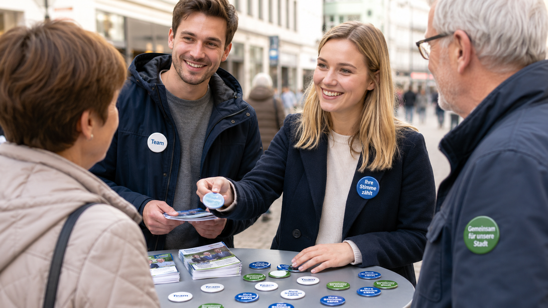 Buttons für Wahlkampf drucken lassen