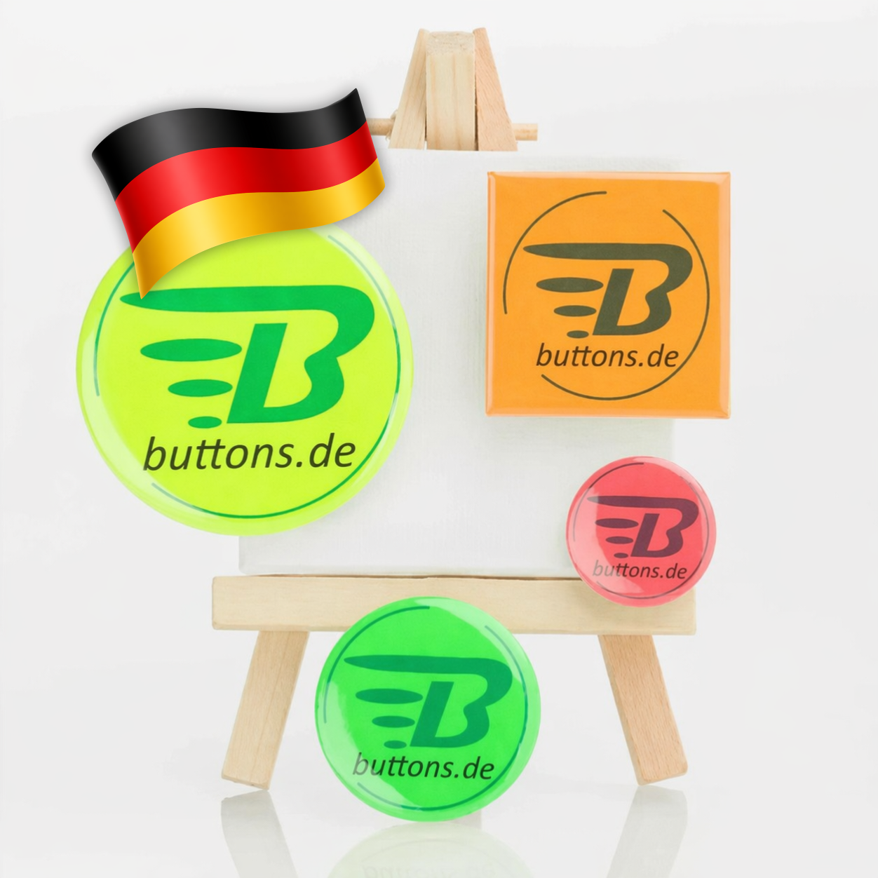 leuchtende neon buttons und anstecker