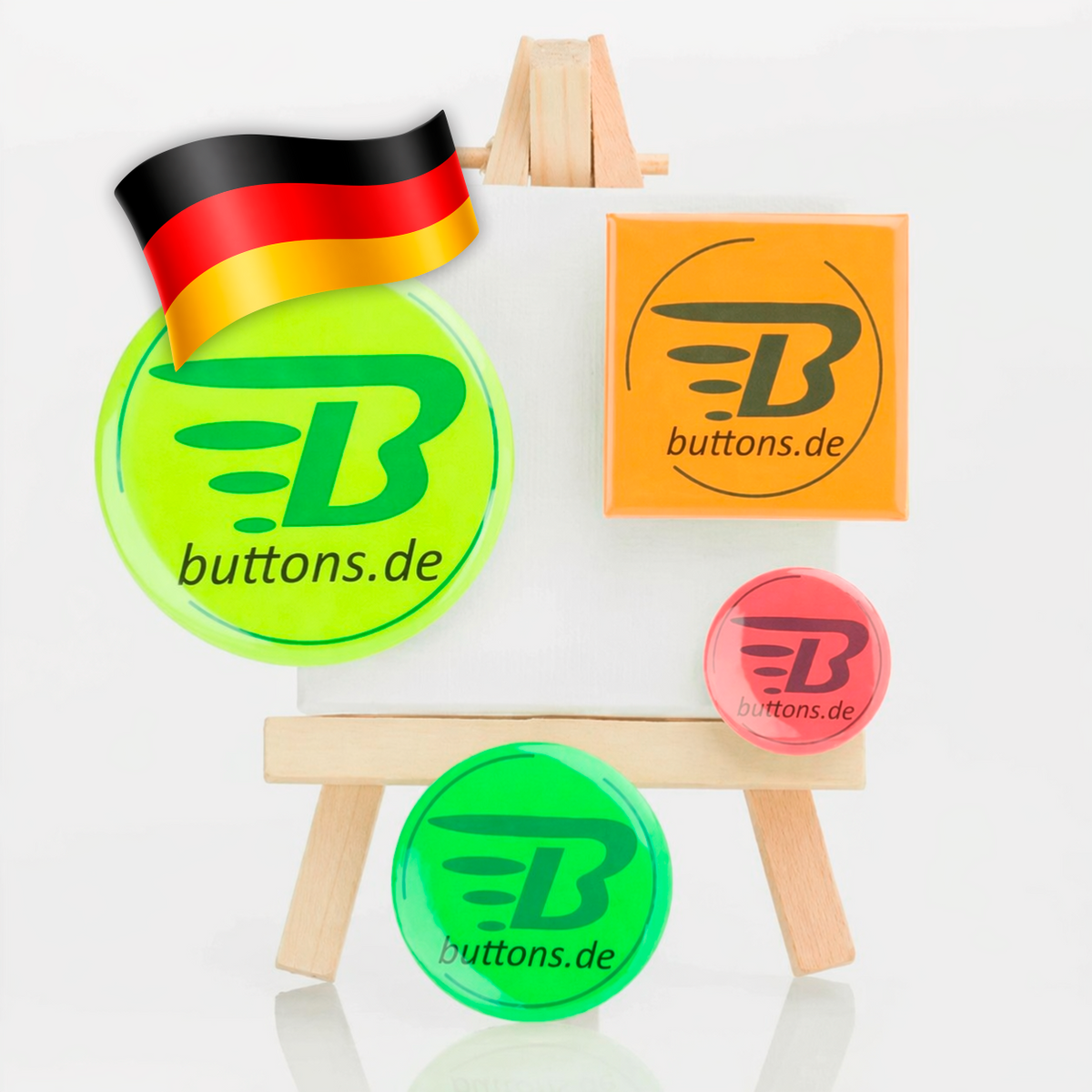 leuchtende neon buttons und anstecker