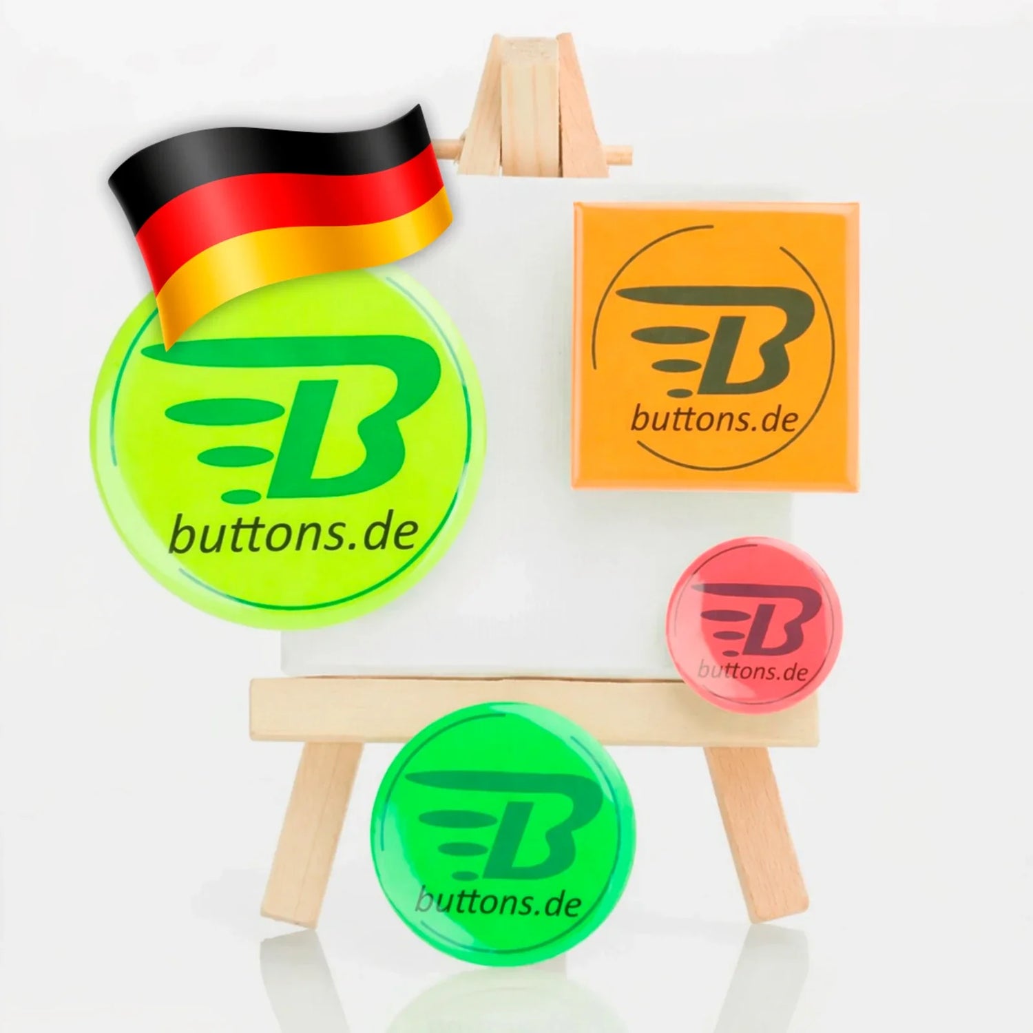 leuchtende neon buttons und anstecker